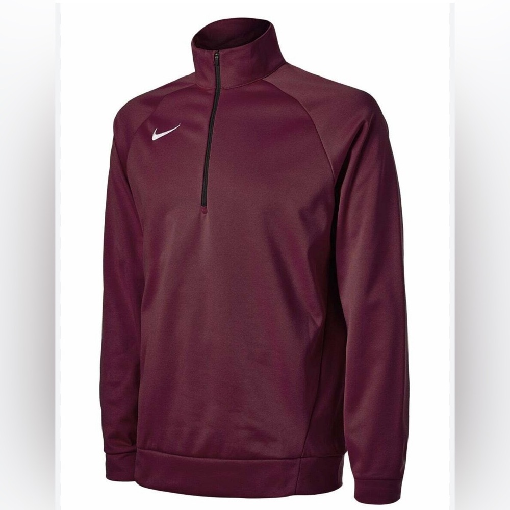 Nike Men's Maroon Half-Zip Athletic Pullover with White Swoosh